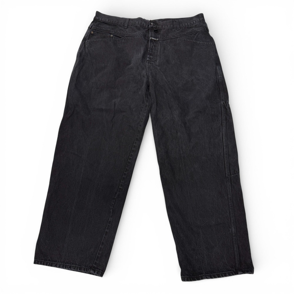 Marithe Francois Girbaud Baggy Jeans Faded Black Denim 42M Mens 38x30 Vintage